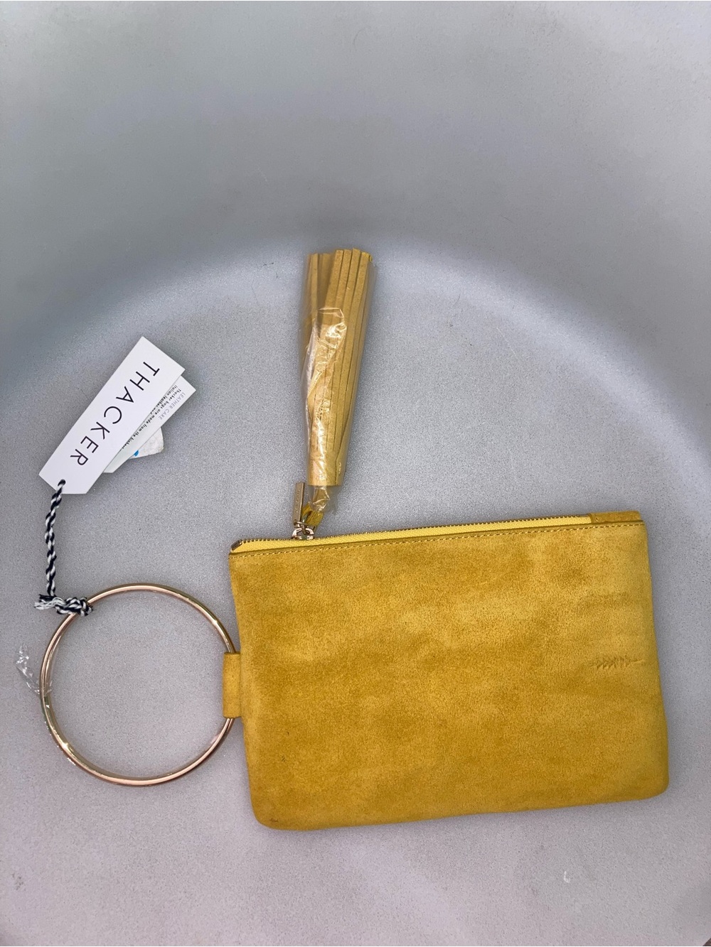 Thacker mustard gold Wristlet Clutch new